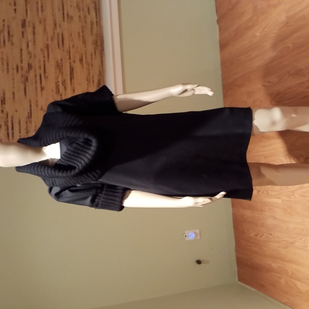 Zara Woman Black Wool Sweater Dress With Knit Cowl Neckline Size L